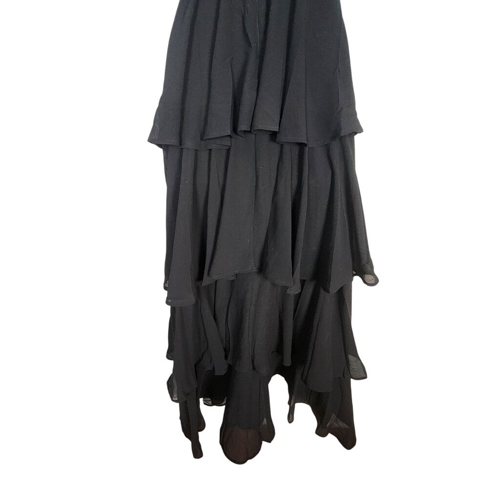 Lulus Amazing Evening Black Tiered Maxi Dress V-Neck Sleeveless Medium Elegant - Picture 9 of 10